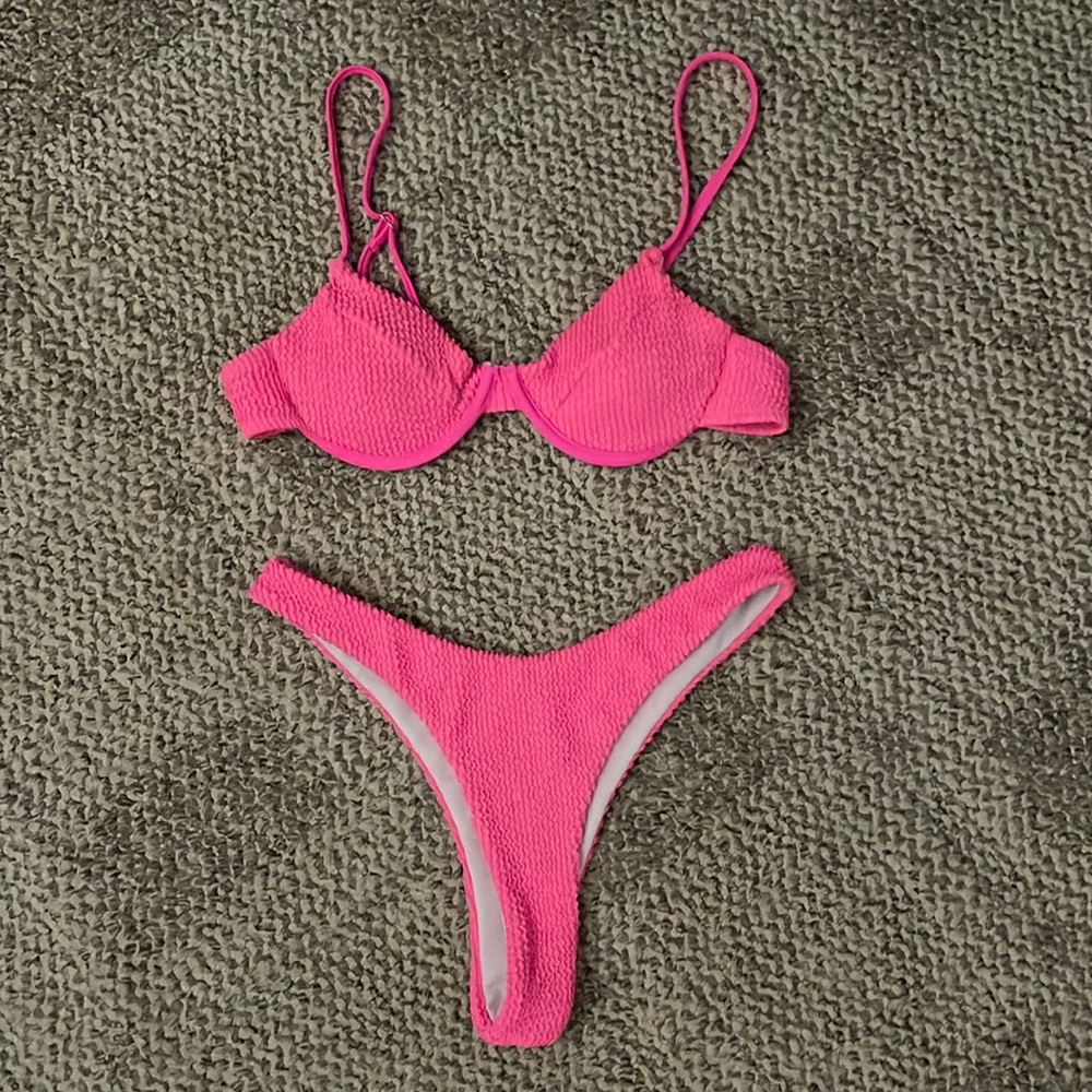 Aerie Womens swimsuit bikini cheeky removable pads new size small pink
